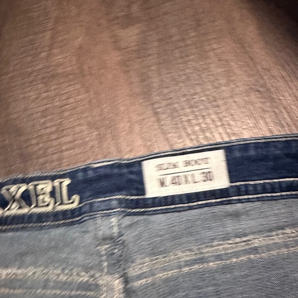 TK Axle 40x30  Slim Boot Jeans Blue Denim Pants Faded EATON Embroide - Picture 4 of 7